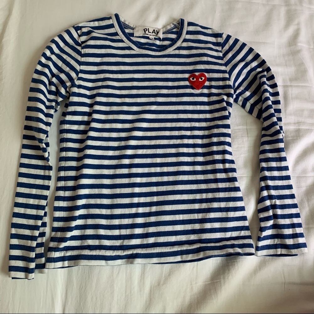 Comme des garcons play royal blue striped shirt xs